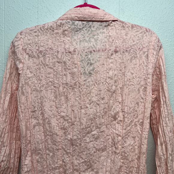 Apt.9 Embroidered Eyelet Soft Girl Fairy Prairie Cottage Pink Top Womens Medium - Picture 9 of 14